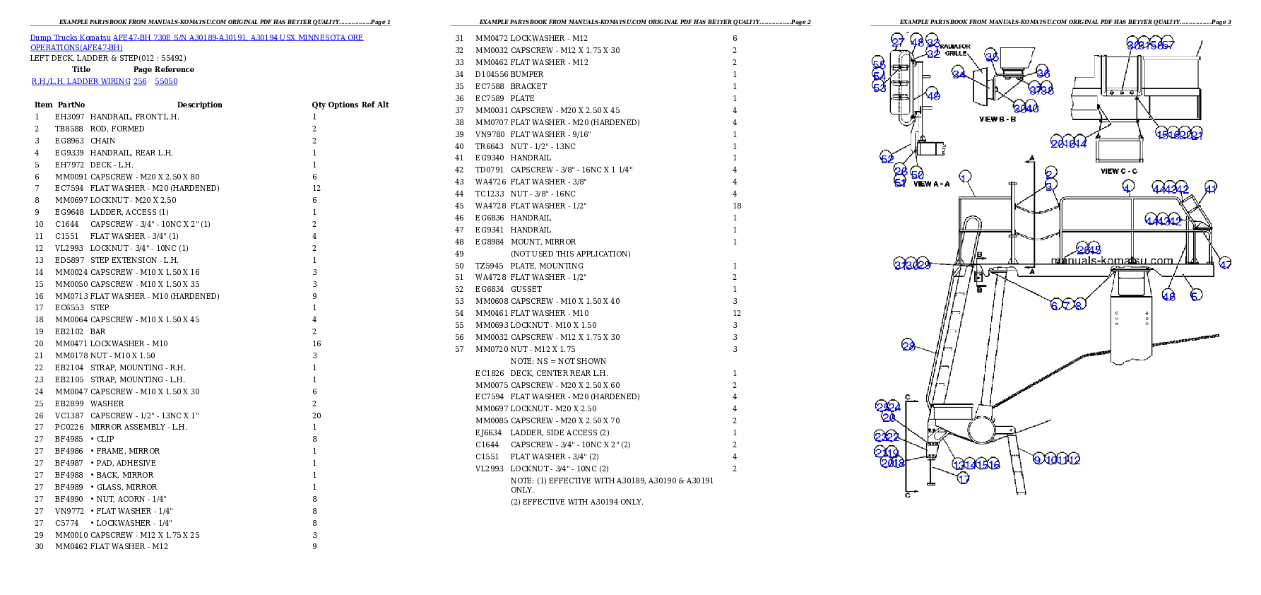 Protected: AFE47-BH 730E S/N A30189-A30191, A30194 USX MINNESOTA ORE OPERATIONS Partsbook