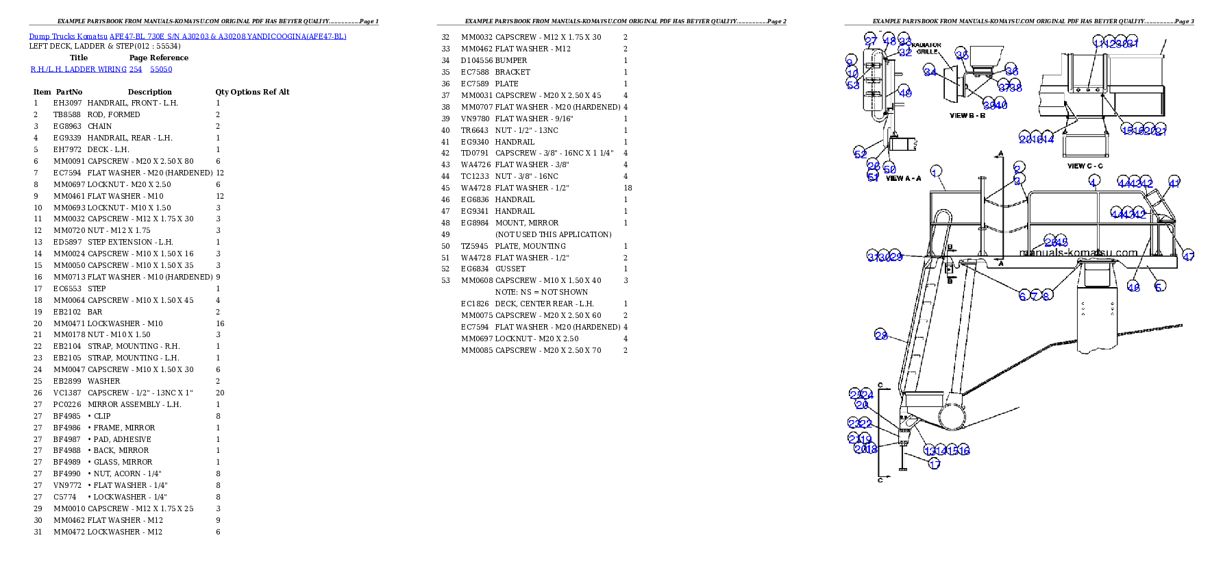 Protected: AFE47-BL 730E S/N A30203 & A30208   YANDICOOGINA Partsbook