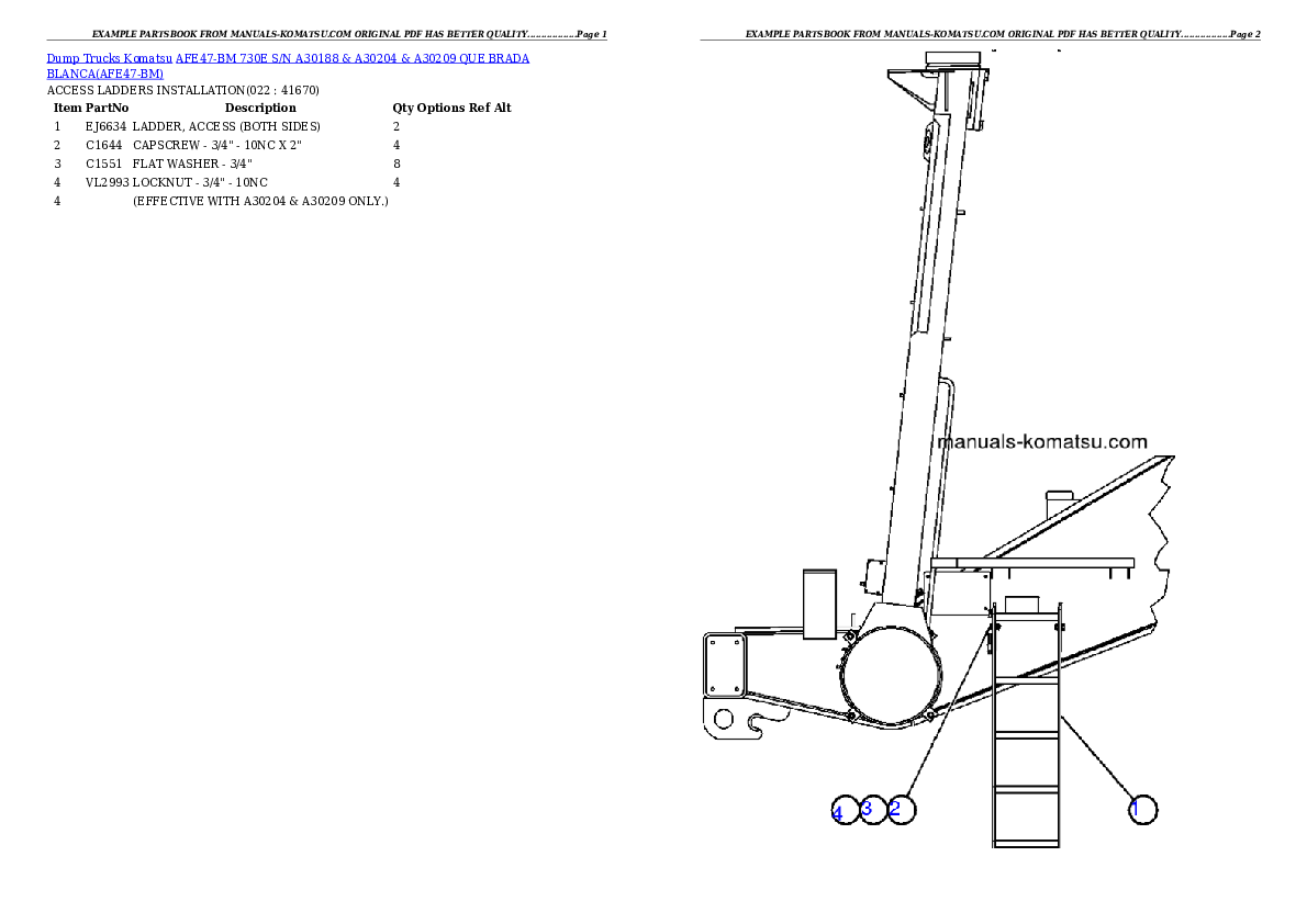Protected: AFE47-BM 730E S/N A30188 & A30204 & A30209  QUE BRADA BLANCA Partsbook