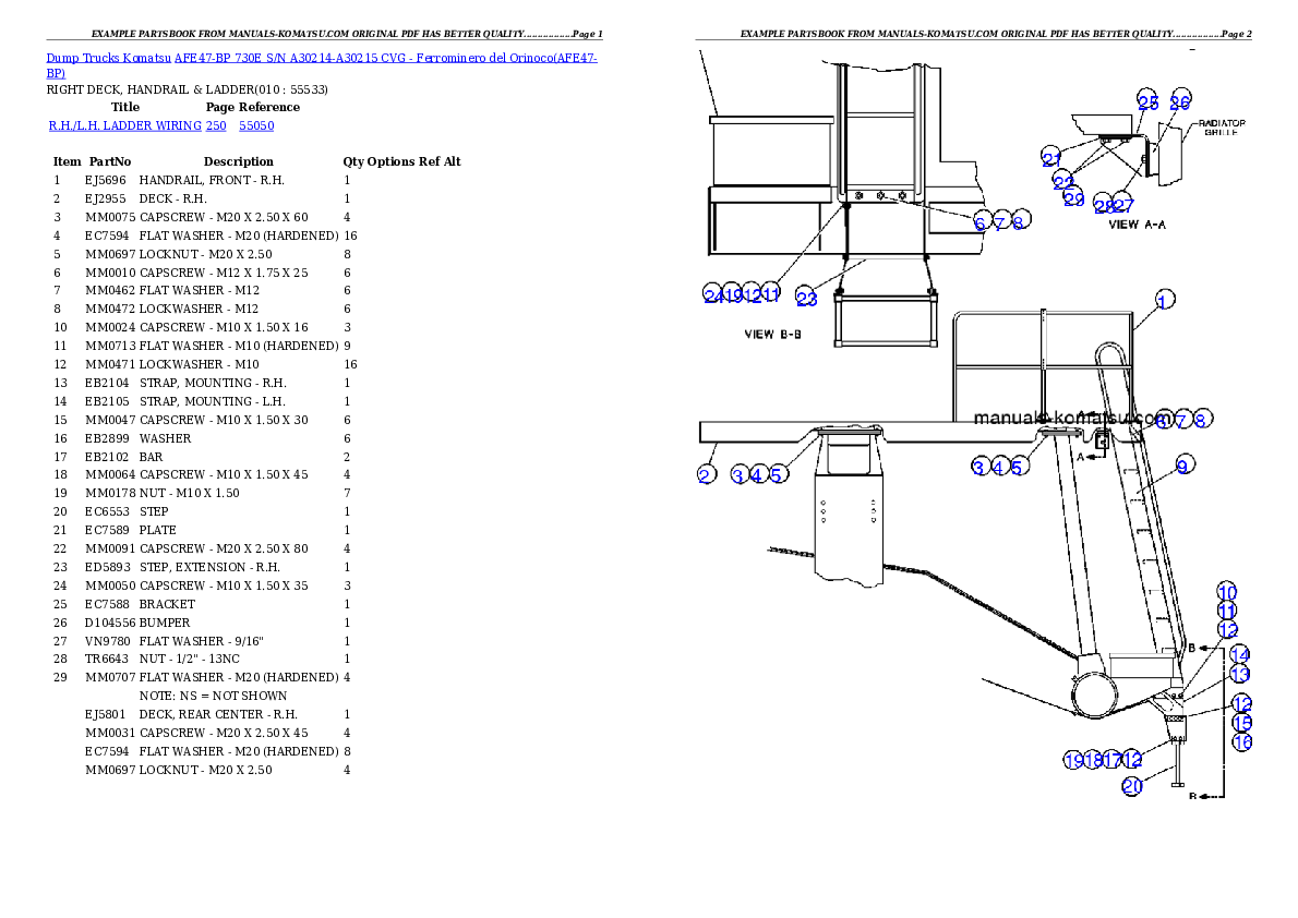 Protected: AFE47-BP 730E S/N A30214-A30215      CVG – Ferrominero del Orinoco Partsbook