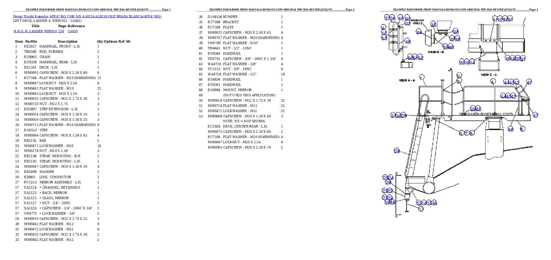 Protected: AFE47-BQ  730E S/N A30216-A30218  QUE BRADA BLANCA Partsbook