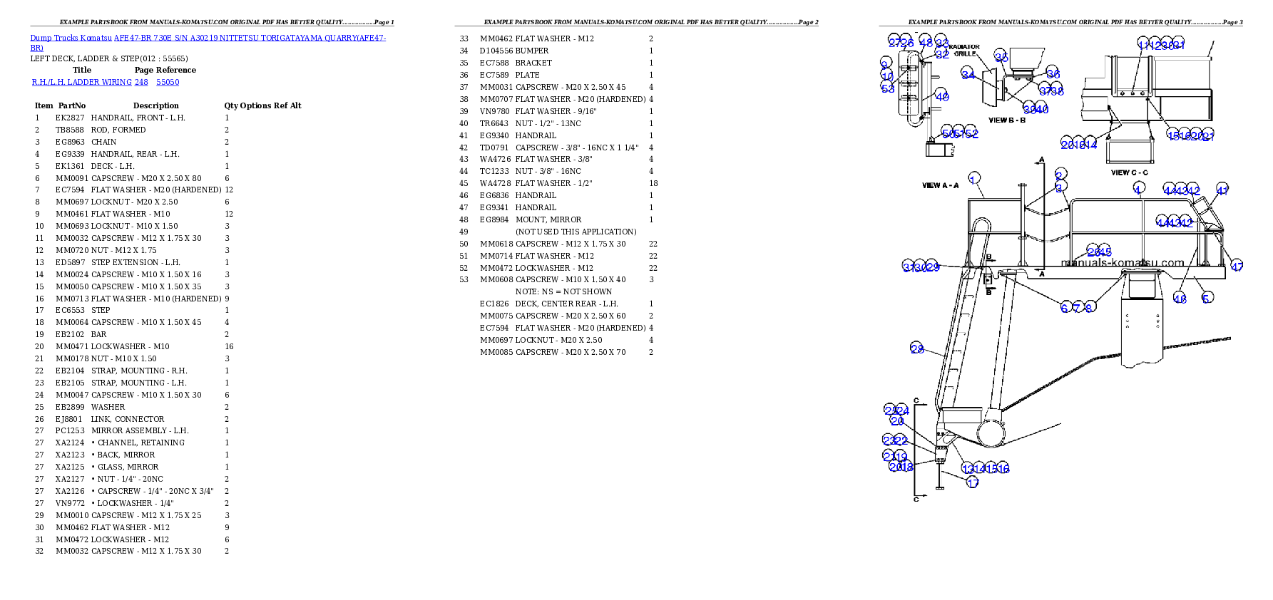 Protected: AFE47-BR 730E S/N A30219  NITTETSU TORIGATAYAMA QUARRY Partsbook