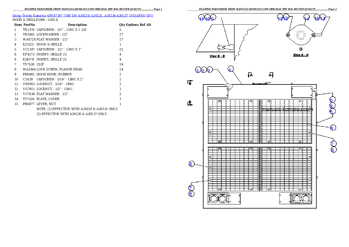 Protected: AFE47-BV 730E S/N A30229, A30231, A30236-A30237    CVG Partsbook