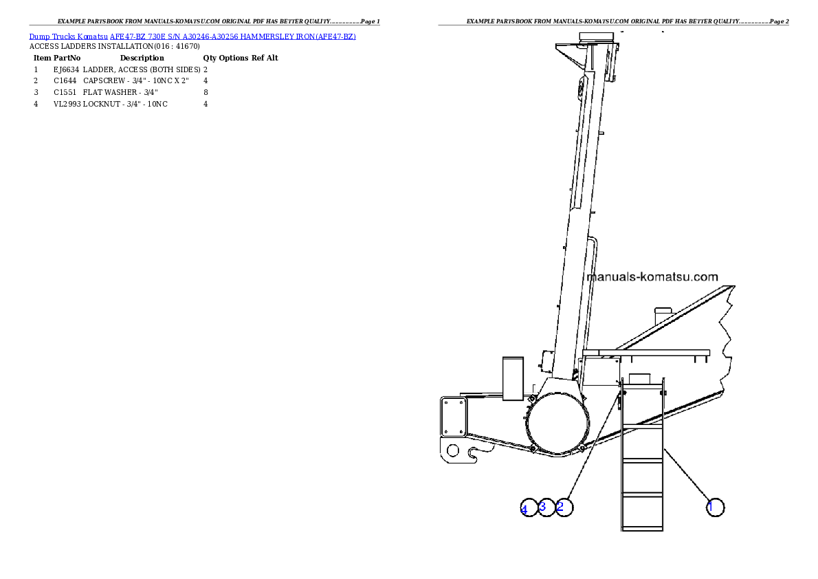 Protected: AFE47-BZ 730E  S/N A30246-A30256  HAMMERSLEY IRON Partsbook