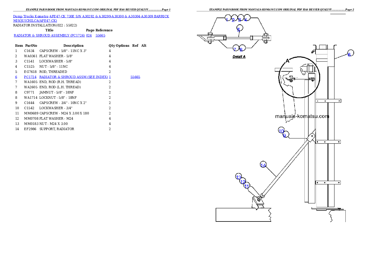 Protected: AFE47-CK 730E S/N A30292 & A30299-A30300 & A30304-A30309  BARRICK MISQUICHILCA Partsbook