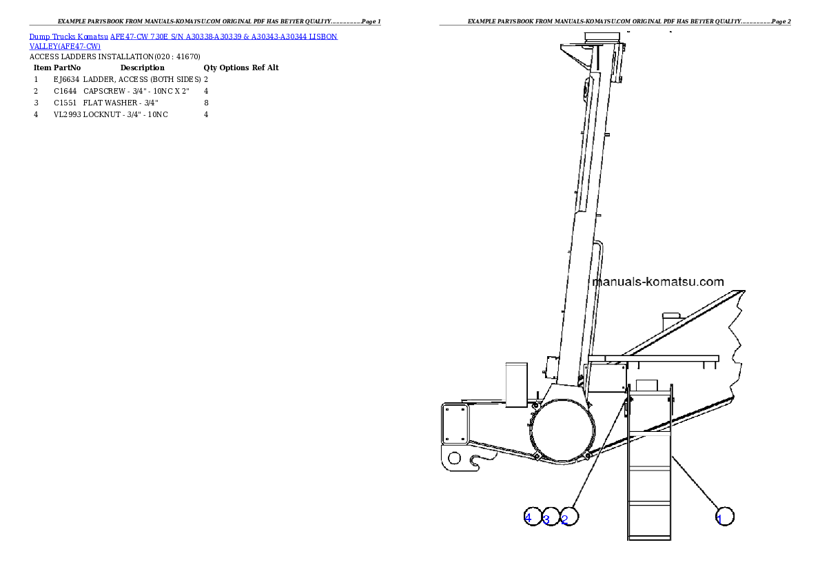 Protected: AFE47-CW 730E S/N A30338-A30339 & A30343-A30344  LISBON VALLEY Partsbook