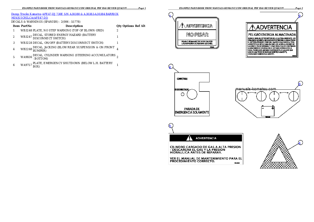 Protected: AFE47-DJ 730E S/N A30380 & A30383-A30384  BARRICK MISQUICHILCA Partsbook