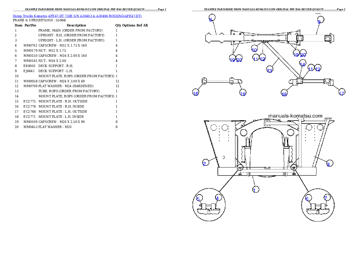 Protected: AFE47-DT 730E S/N A30403 & A30406            ROSSING Partsbook