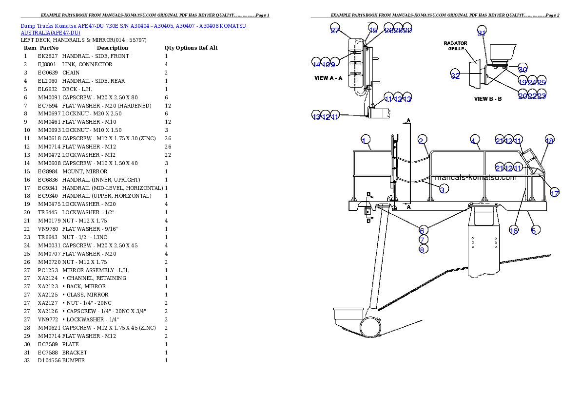 Protected: AFE47-DU 730E S/N A30404 – A30405, A30407 – A30408    KOMATSU AUSTRALIA Partsbook