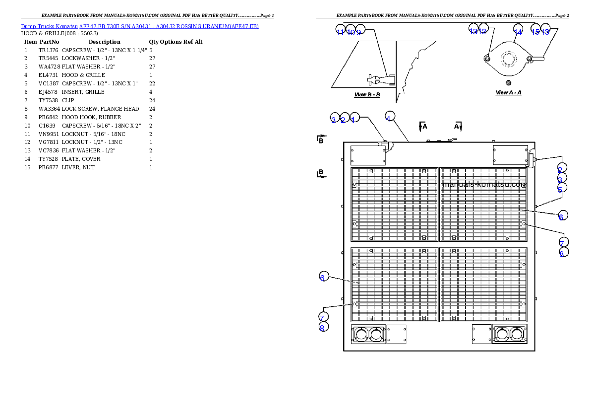 Protected: AFE47-EB 730E S/N A30431 – A30432      ROSSING URANIUM Partsbook