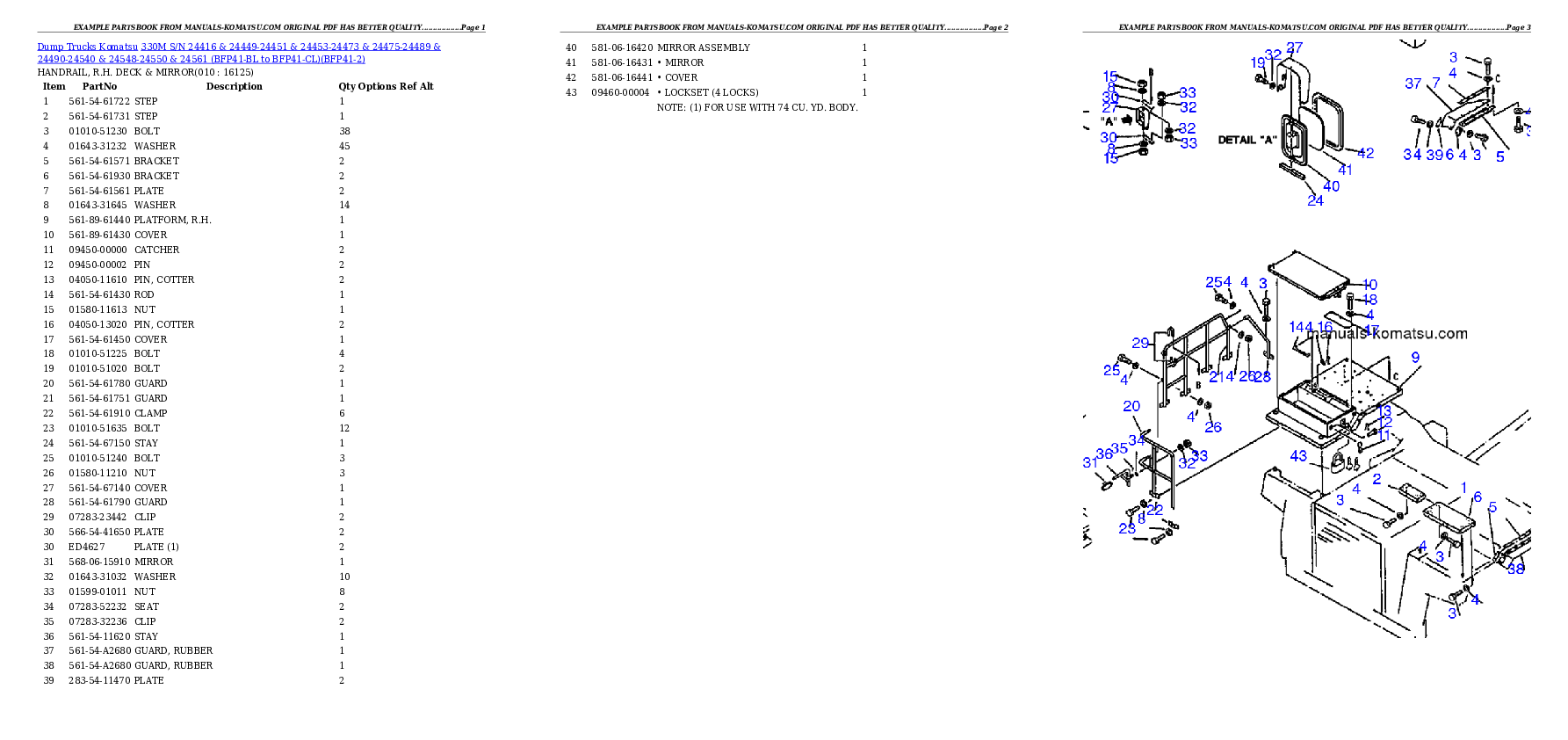 Protected: 330M S/N 24416 & 24449-24451 & 24453-24473 & 24475-24489 & 24490-24540 & 24548-24550 & 24561 (BFP41-BL to BFP41-CL) Partsbook