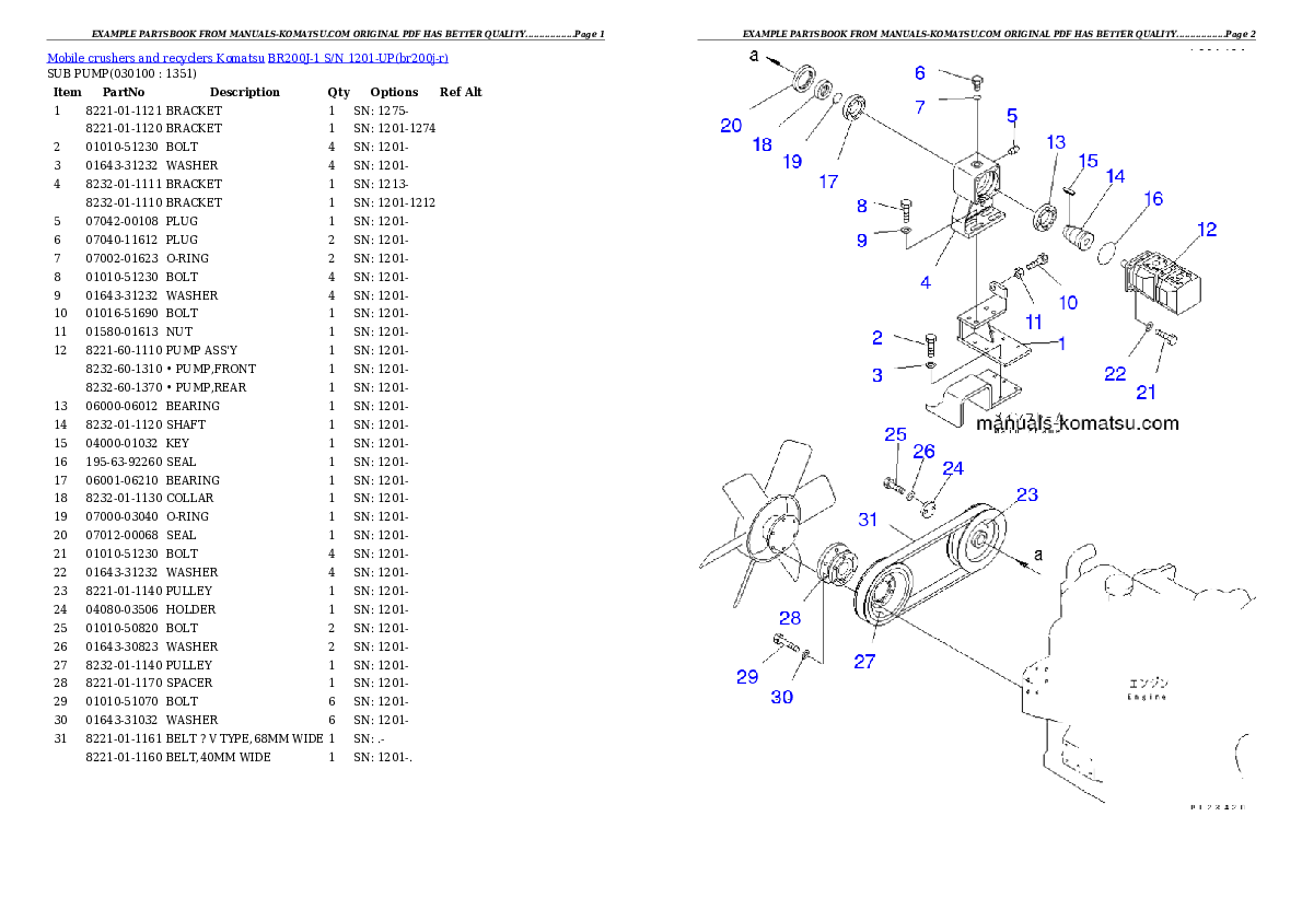 Protected: BR200J-1 S/N 1201-UP Partsbook