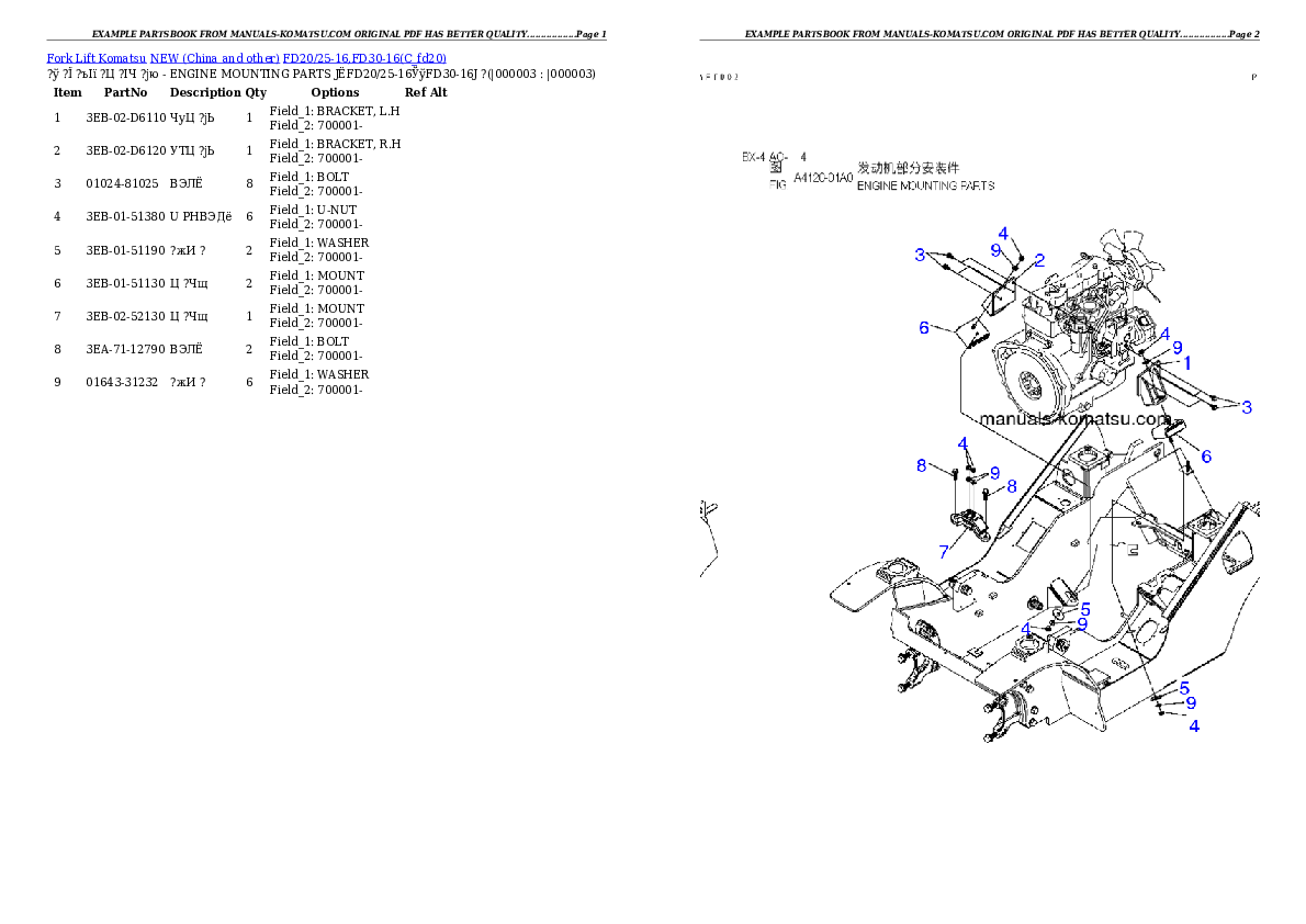 FD20/25-16,FD30-16 Partsbook