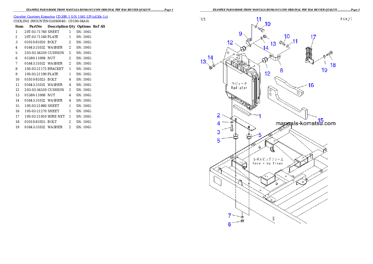 Protected: CD30R-1 S/N 1061-UP Partsbook