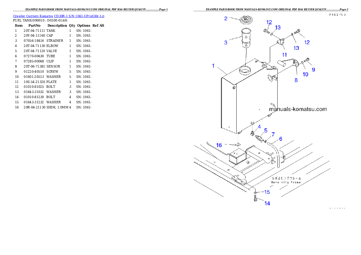 Protected: CD30R-1 S/N 1061-UP Partsbook