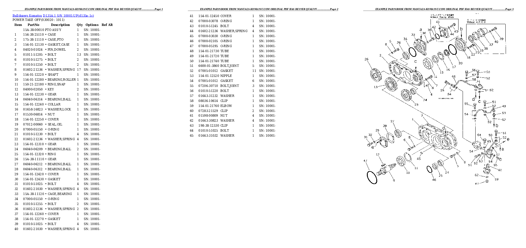 D135A-1 S/N 10001-UP Partsbook