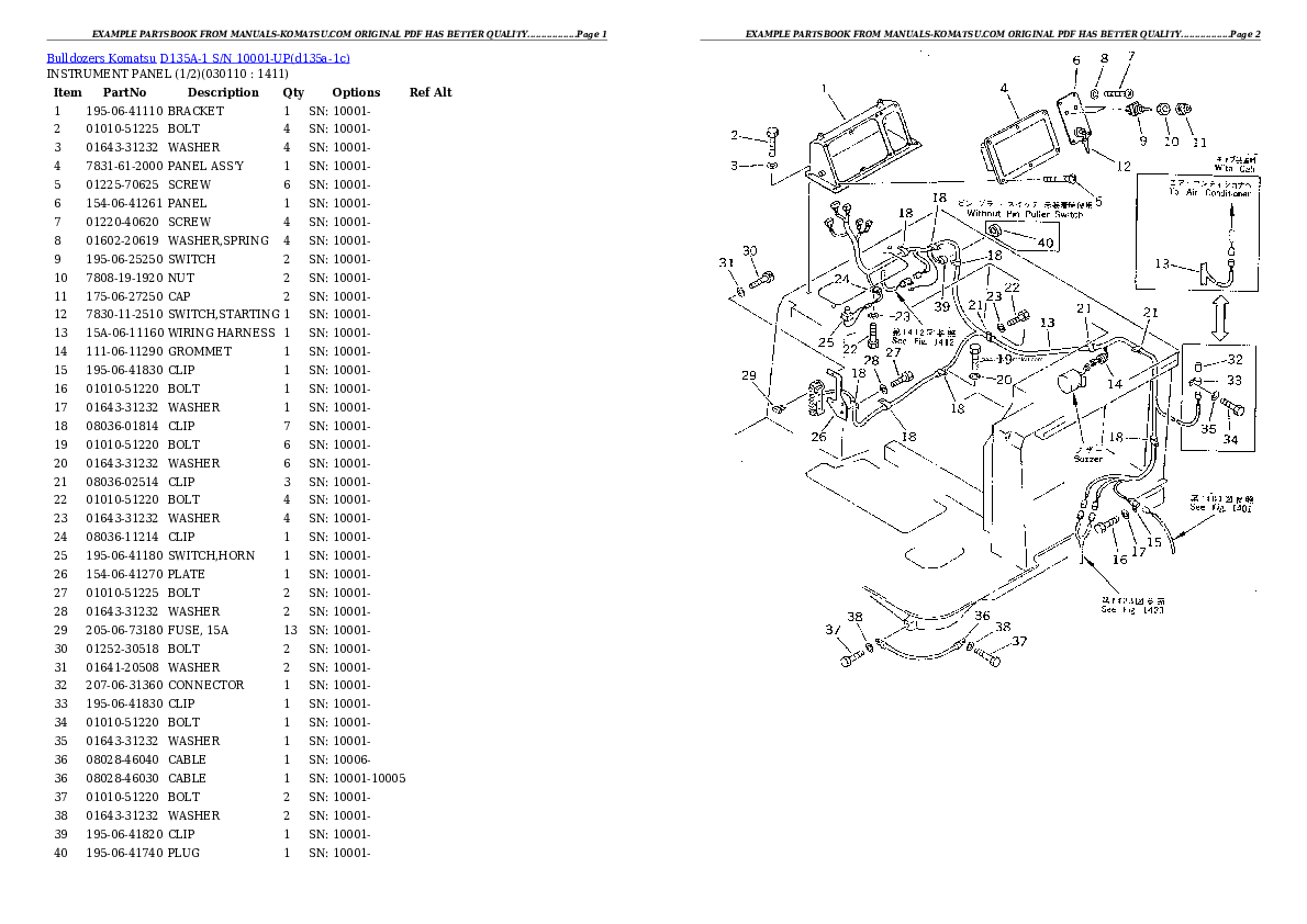 Protected: D135A-1 S/N 10001-UP Partsbook