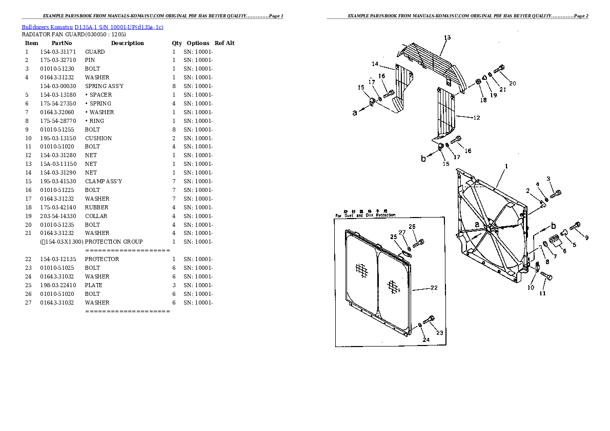 Protected: D135A-1 S/N 10001-UP Partsbook