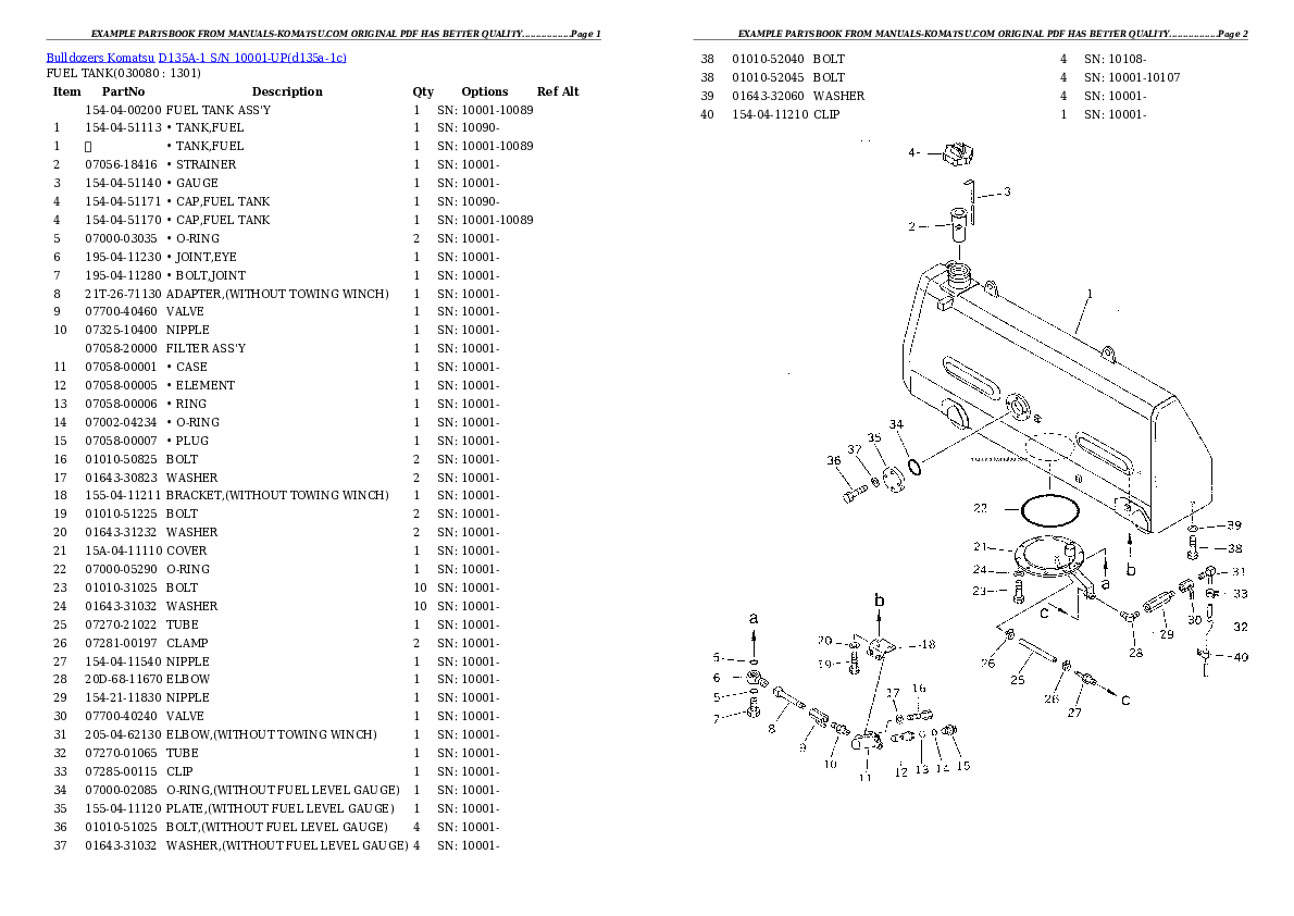 Protected: D135A-1 S/N 10001-UP Partsbook