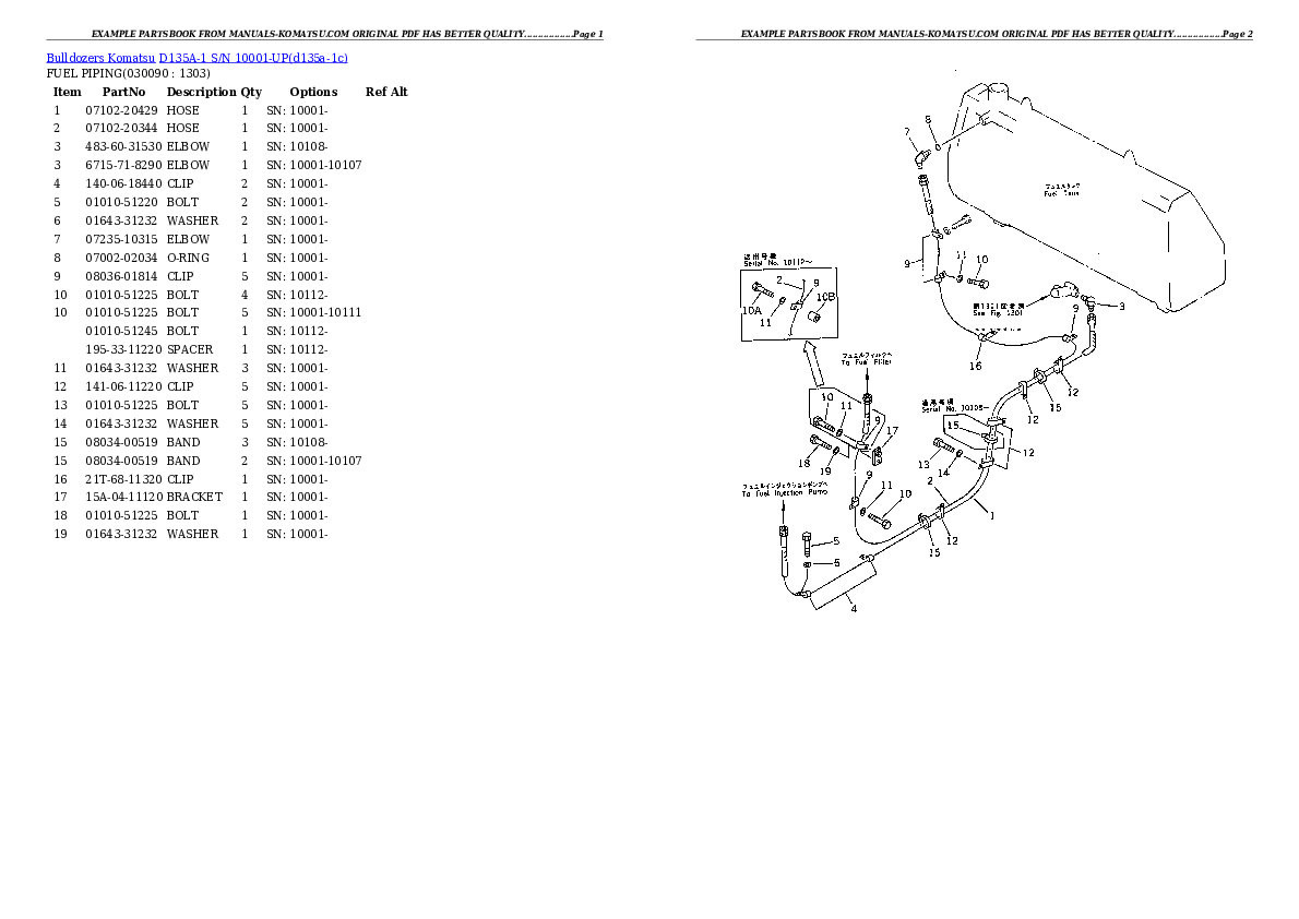Protected: D135A-1 S/N 10001-UP Partsbook