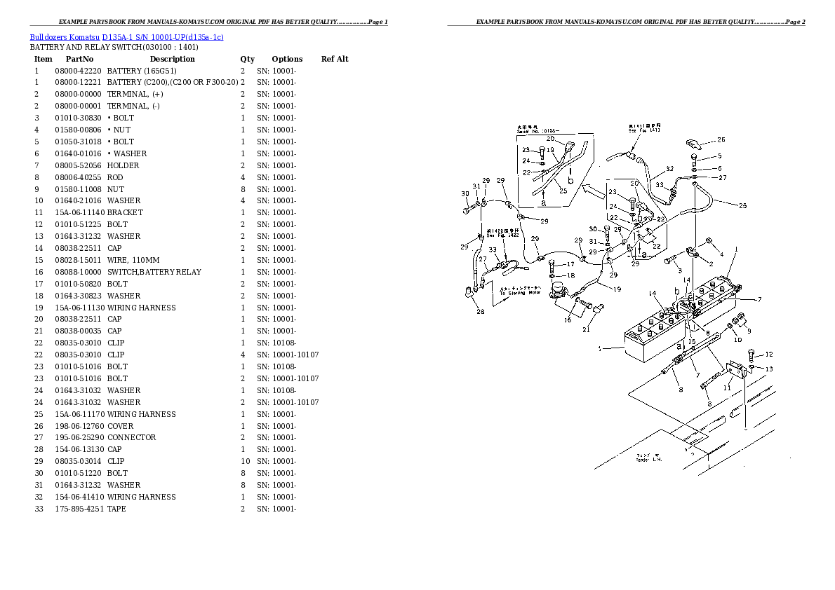 Protected: D135A-1 S/N 10001-UP Partsbook