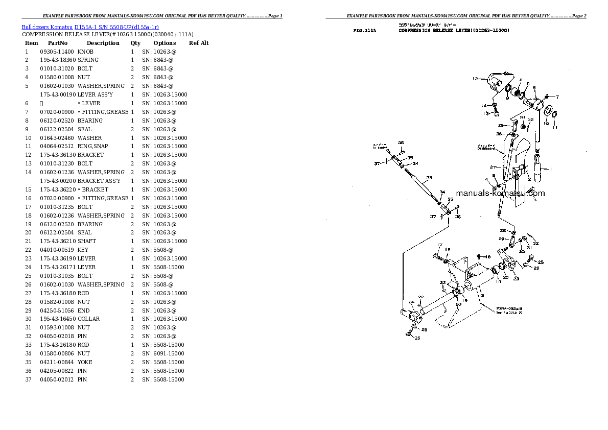 Protected: D155A-1 S/N 5508-UP Partsbook