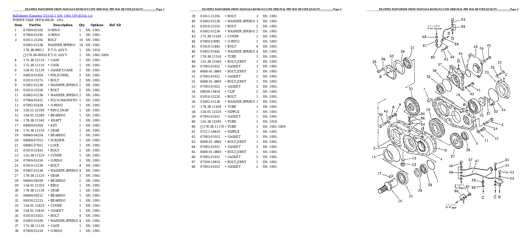 D155S-1 S/N 1001-UP Partsbook