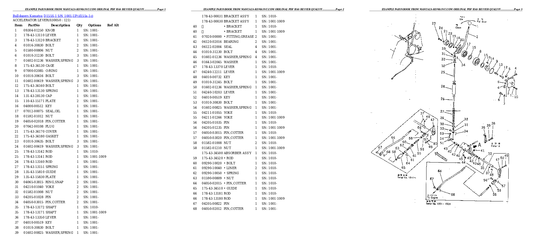 Protected: D155S-1 S/N 1001-UP Partsbook