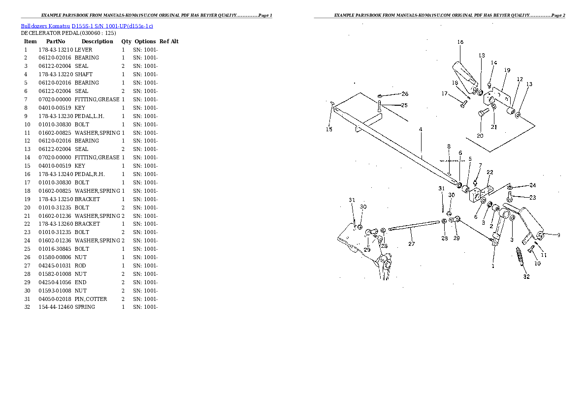 Protected: D155S-1 S/N 1001-UP Partsbook