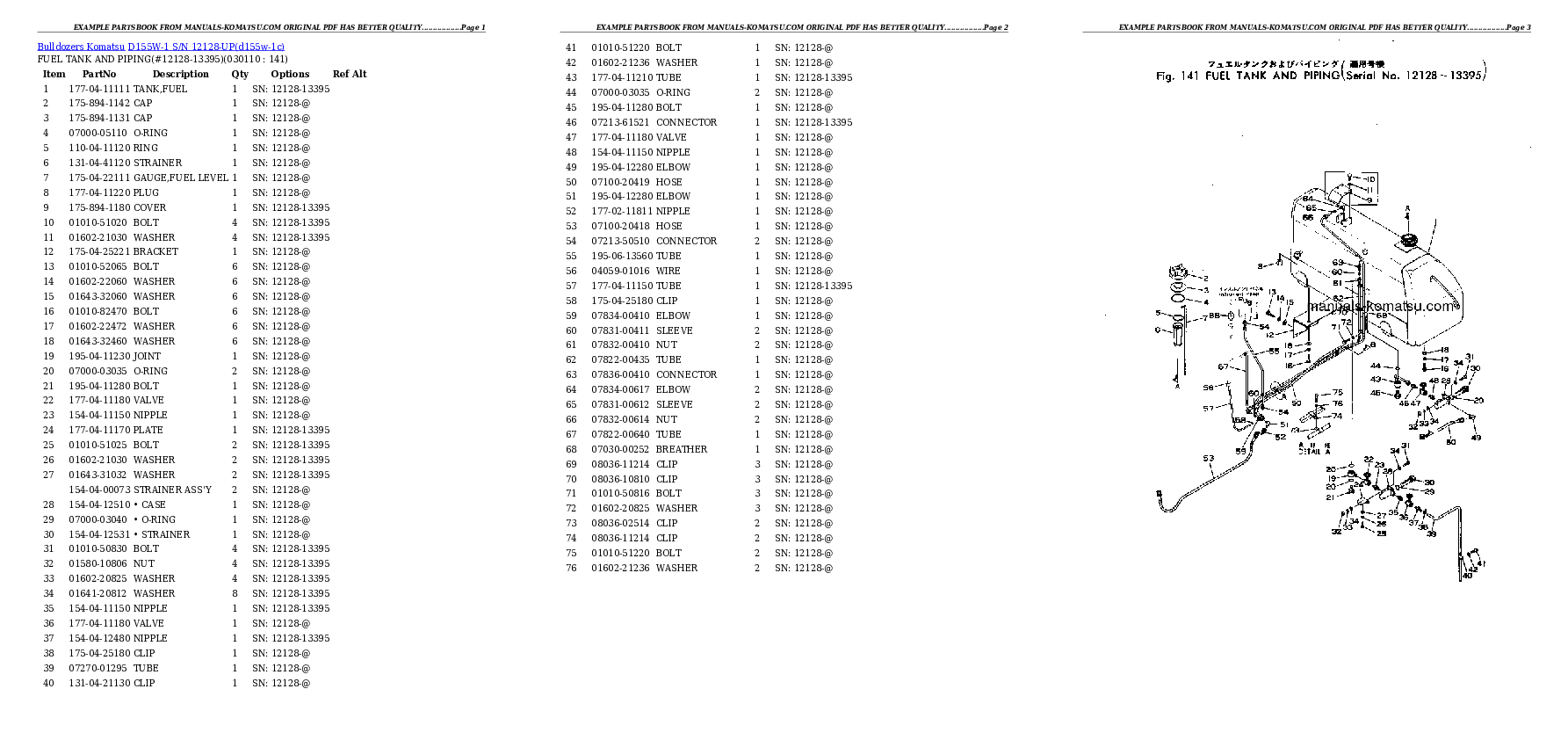 Protected: D155W-1 S/N 12128-UP Partsbook