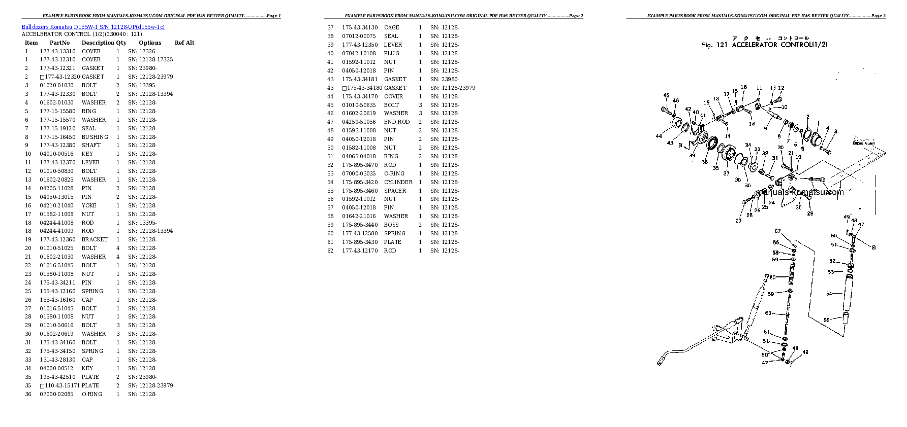 Protected: D155W-1 S/N 12128-UP Partsbook