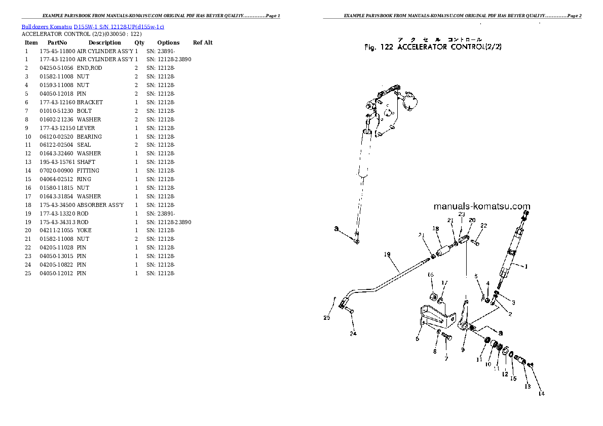Protected: D155W-1 S/N 12128-UP Partsbook