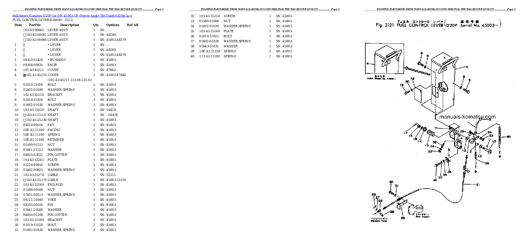 Protected: D20P-5A S/N 45003-UP (Power Angle Tilt Dozer) Partsbook