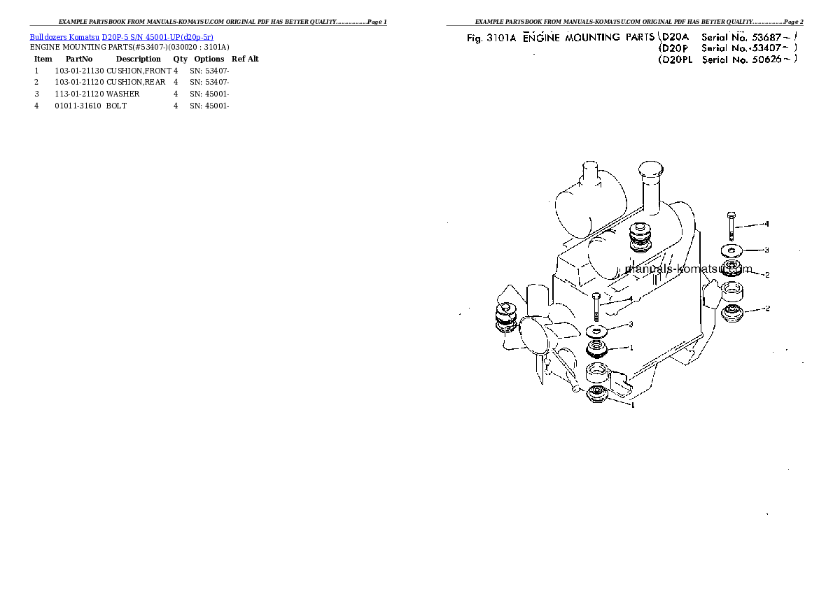 D20P-5 S/N 45001-UP Partsbook