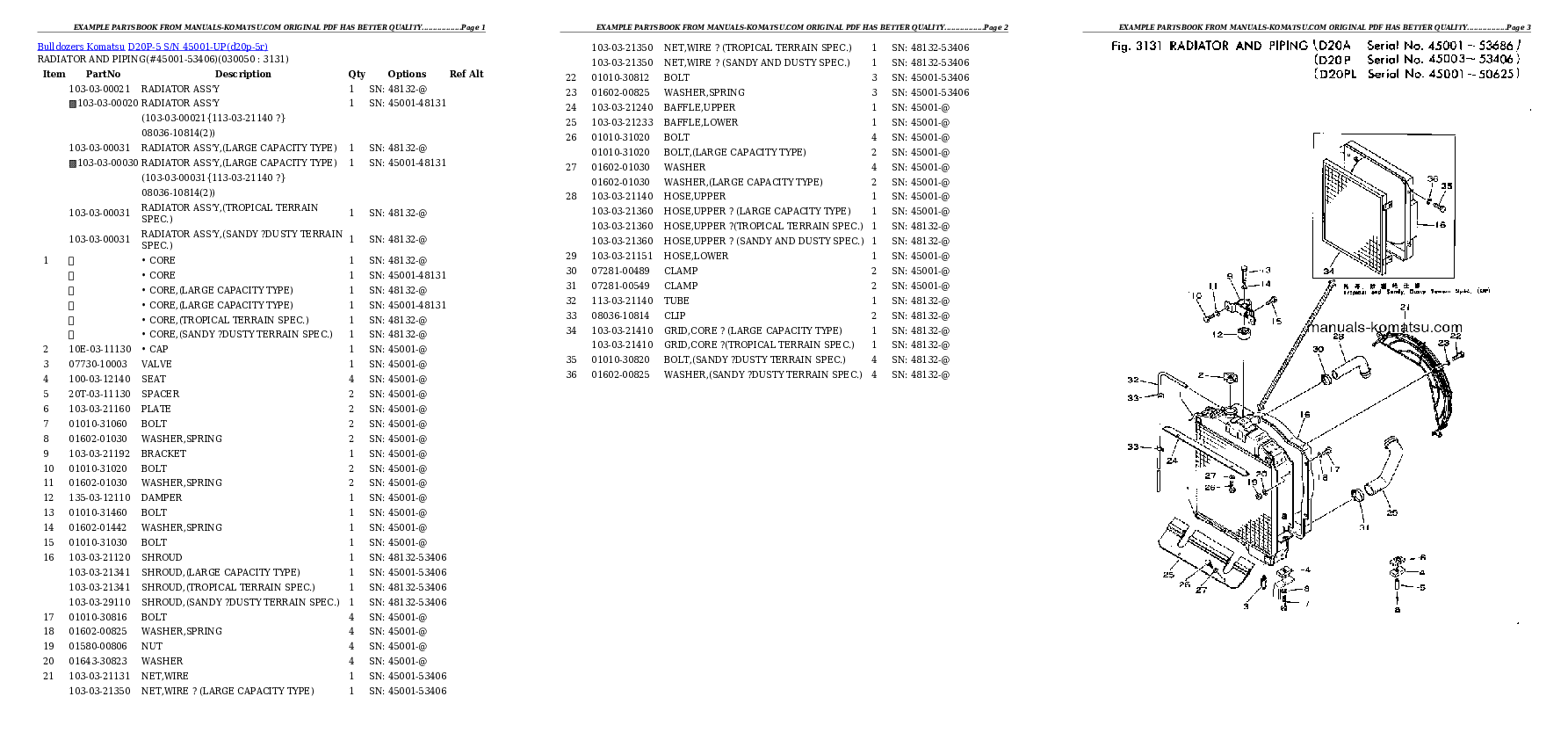 Protected: D20P-5 S/N 45001-UP (Straight Tilt Dozer) Partsbook