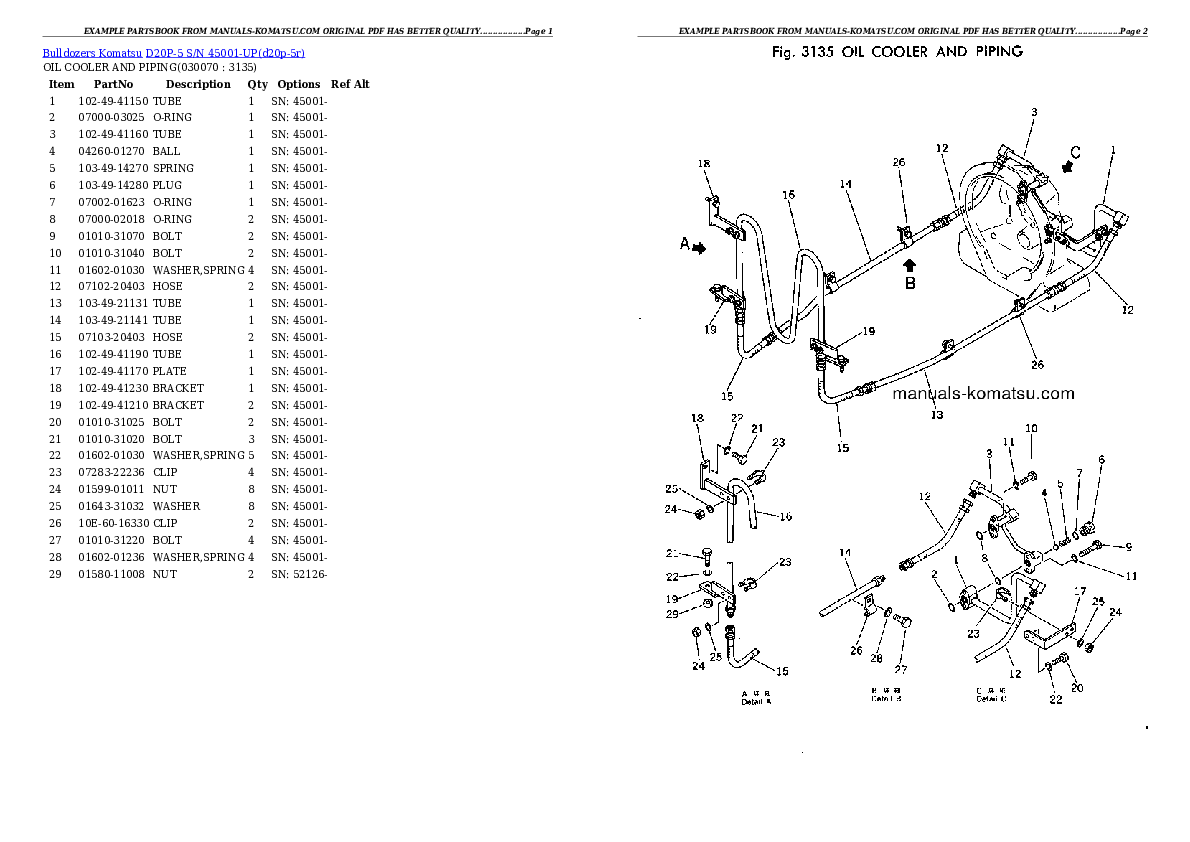 Protected: D20P-5 S/N 45001-UP (Straight Tilt Dozer) Partsbook
