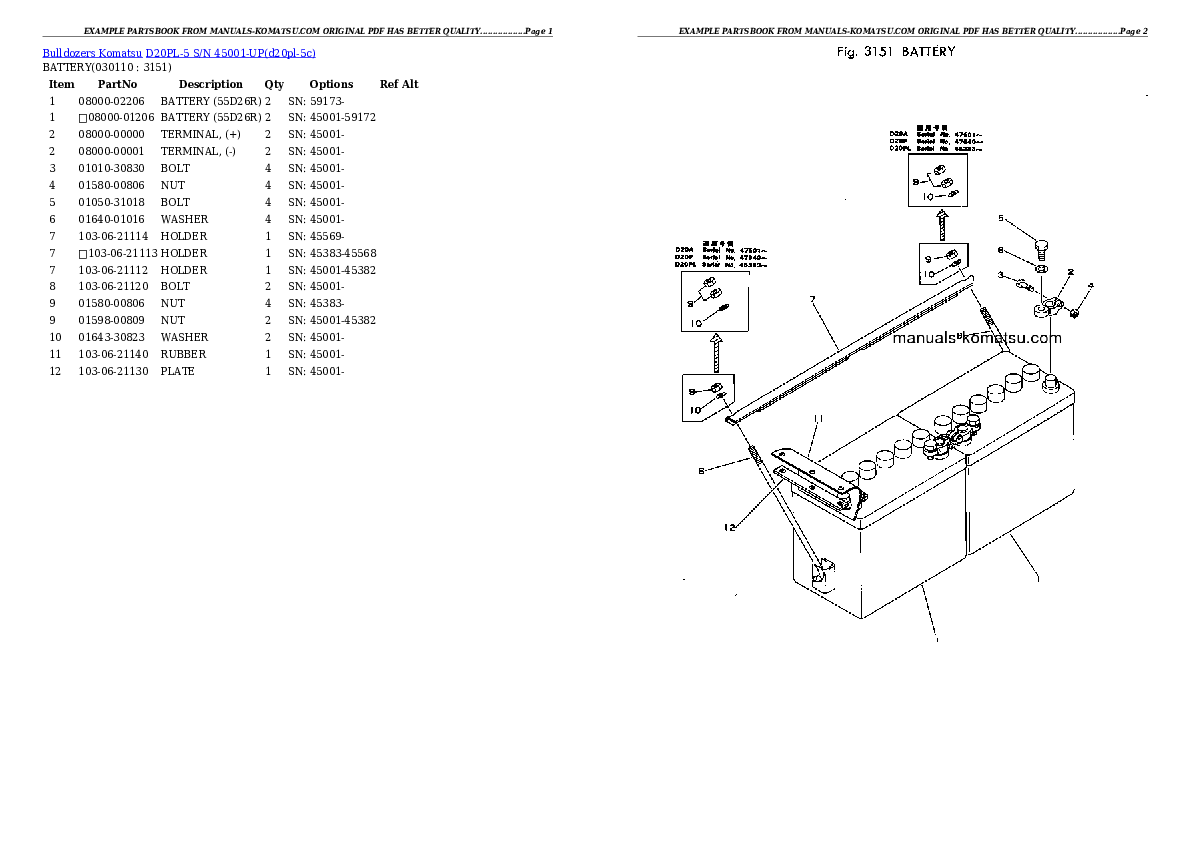 Protected: D20PL-5 S/N 45001-UP Partsbook