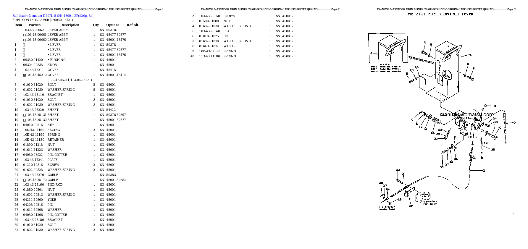 Protected: D20PL-5 S/N 45001-UP Partsbook