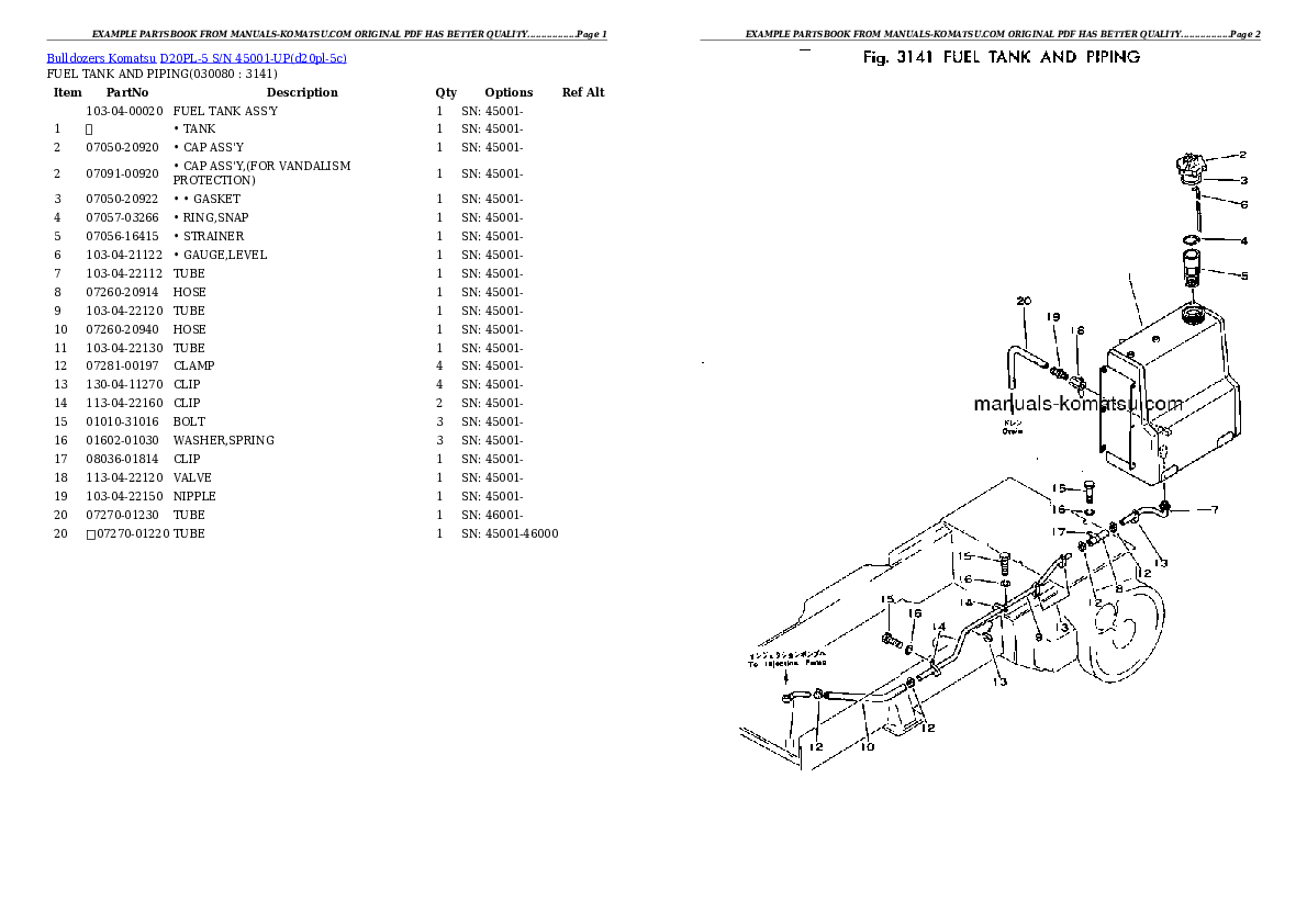 Protected: D20PL-5 S/N 45001-UP Partsbook