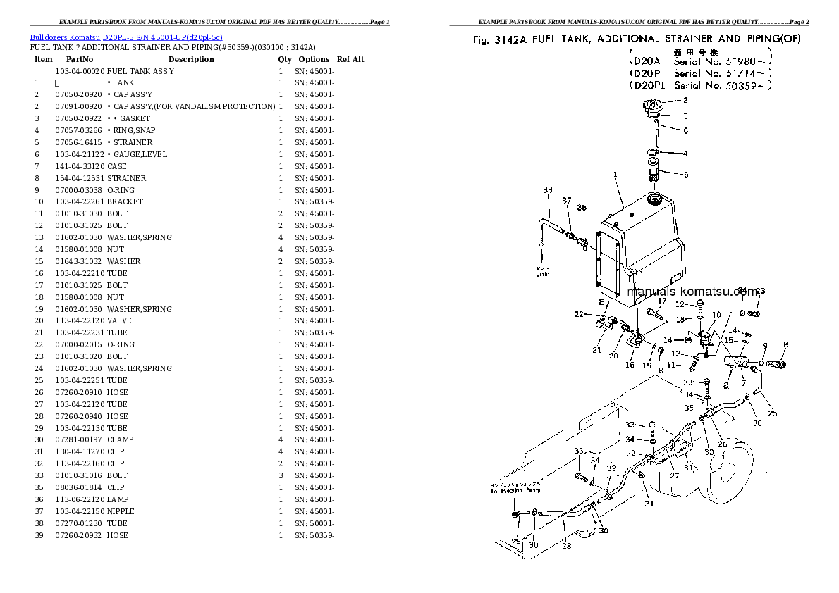 Protected: D20PL-5 S/N 45001-UP Partsbook
