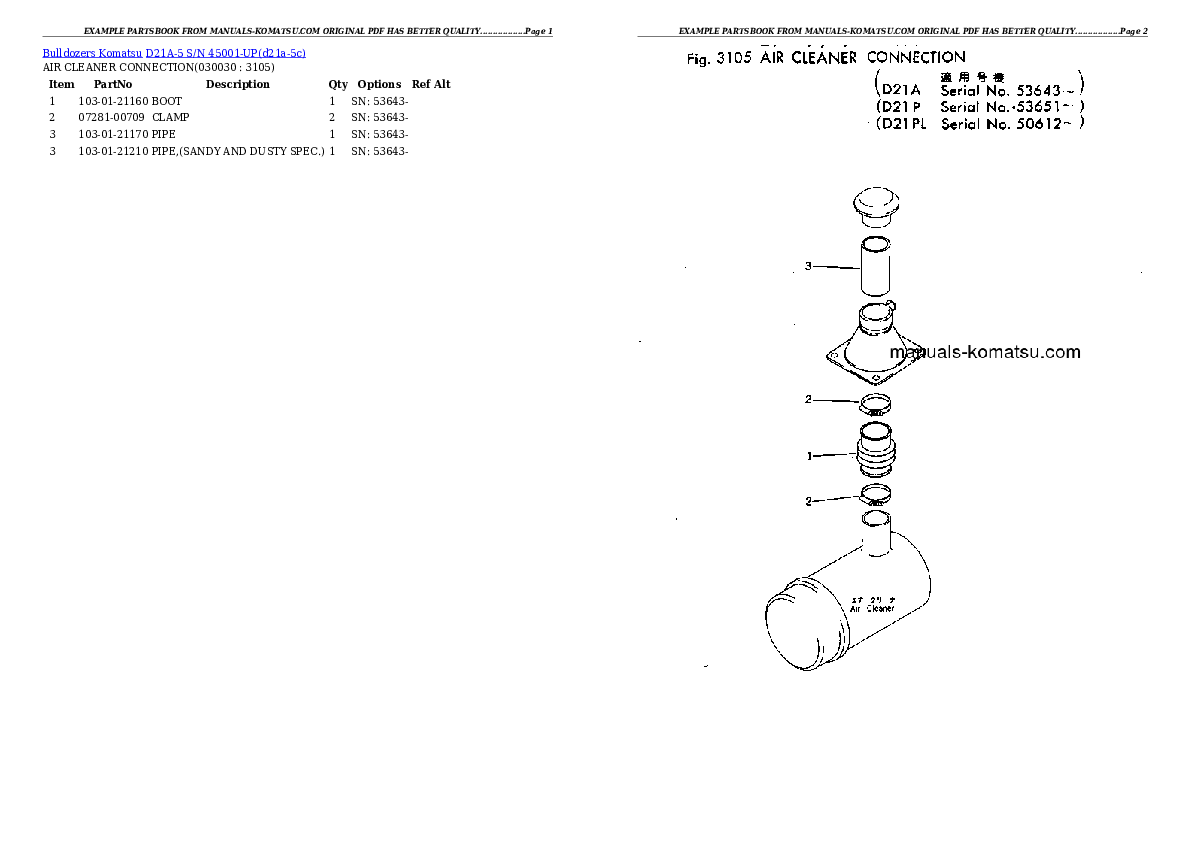 D21A-5 S/N 45001-UP Partsbook
