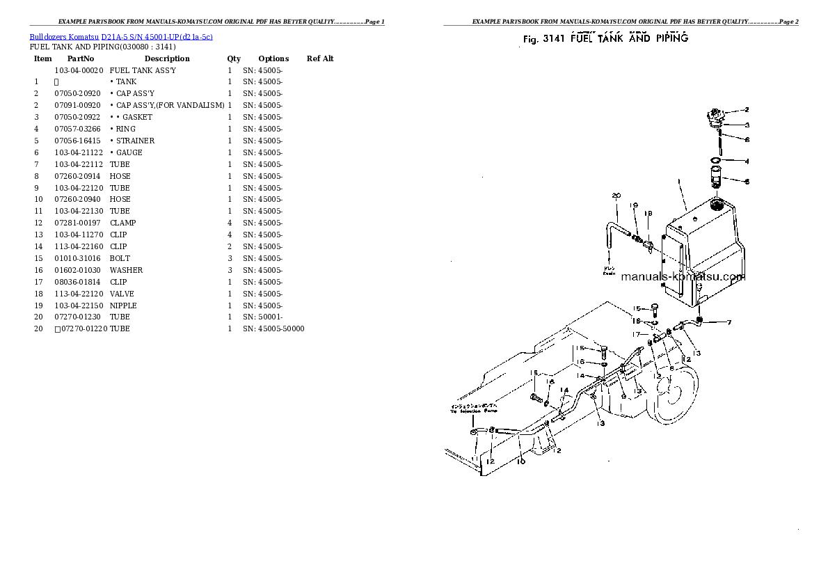 Protected: D21A-5 S/N 45001-UP Partsbook