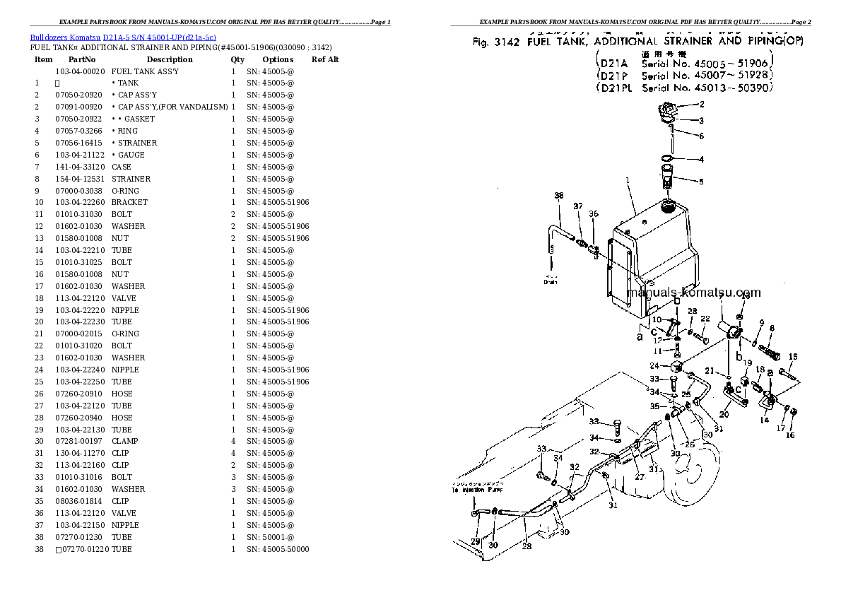 Protected: D21A-5 S/N 45001-UP Partsbook