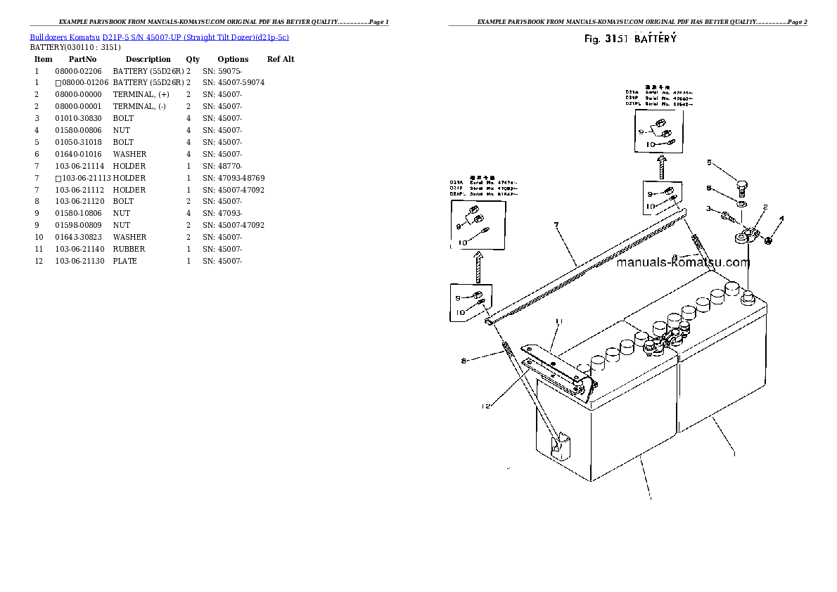 Protected: D21P-5 S/N 45007-UP (Straight Tilt Dozer) Partsbook