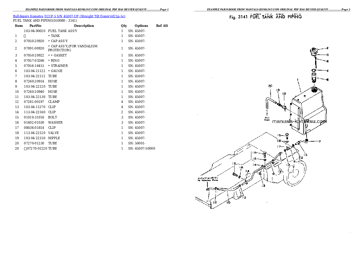 Protected: D21P-5 S/N 45007-UP (Straight Tilt Dozer) Partsbook
