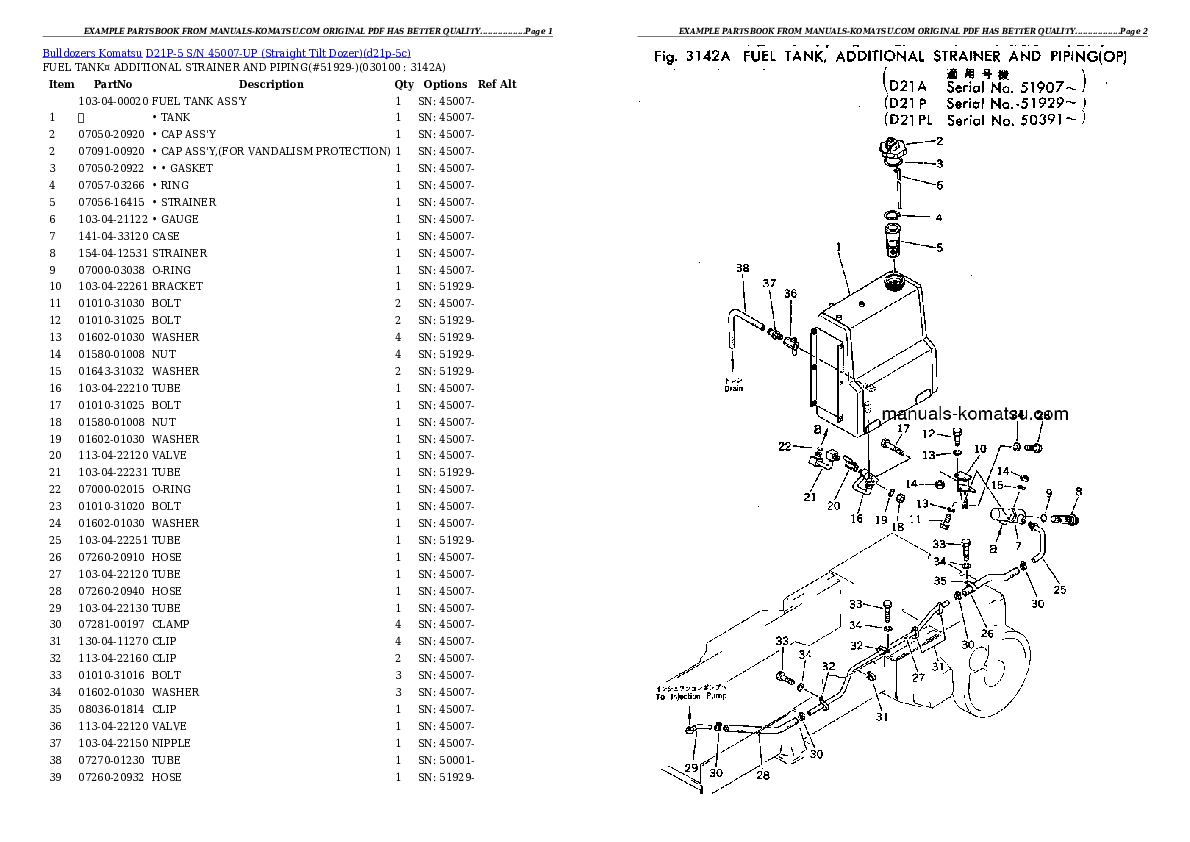 Protected: D21P-5 S/N 45007-UP (Straight Tilt Dozer) Partsbook