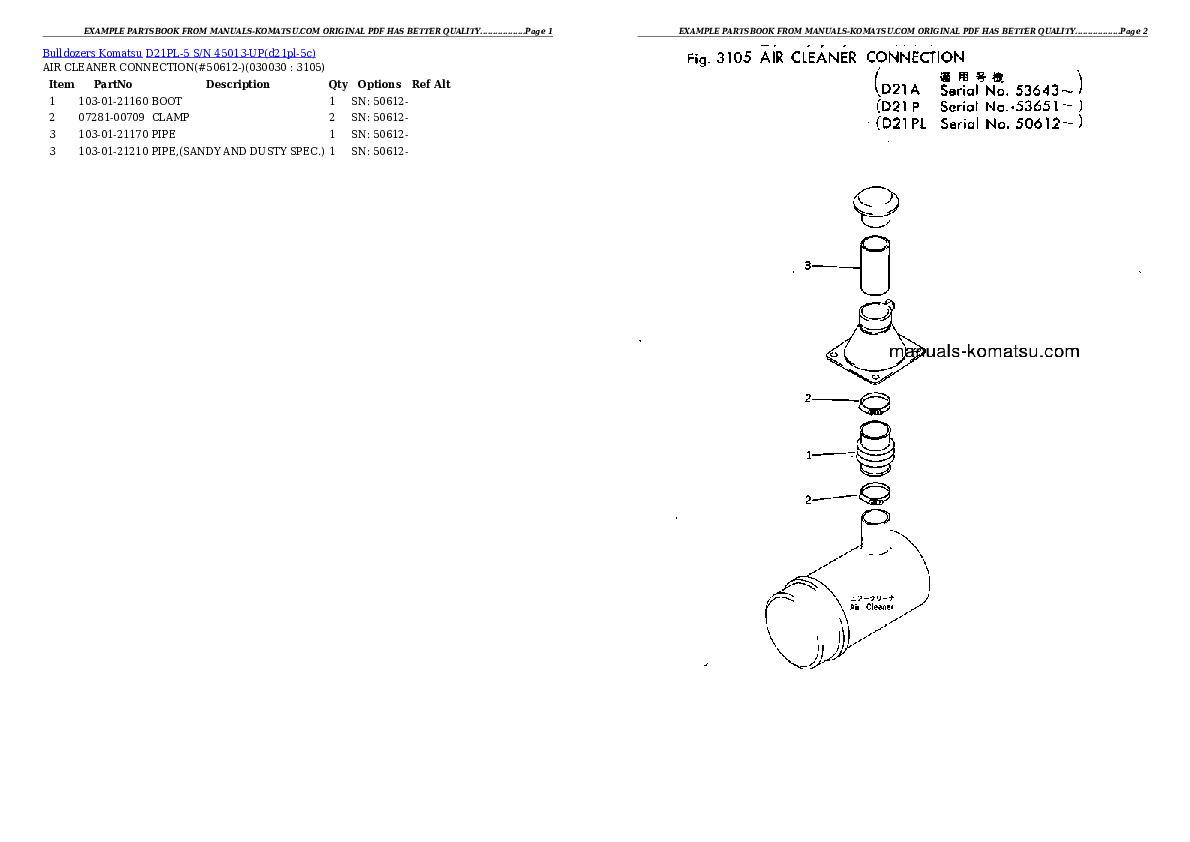 D21PL-5 S/N 45013-UP Partsbook