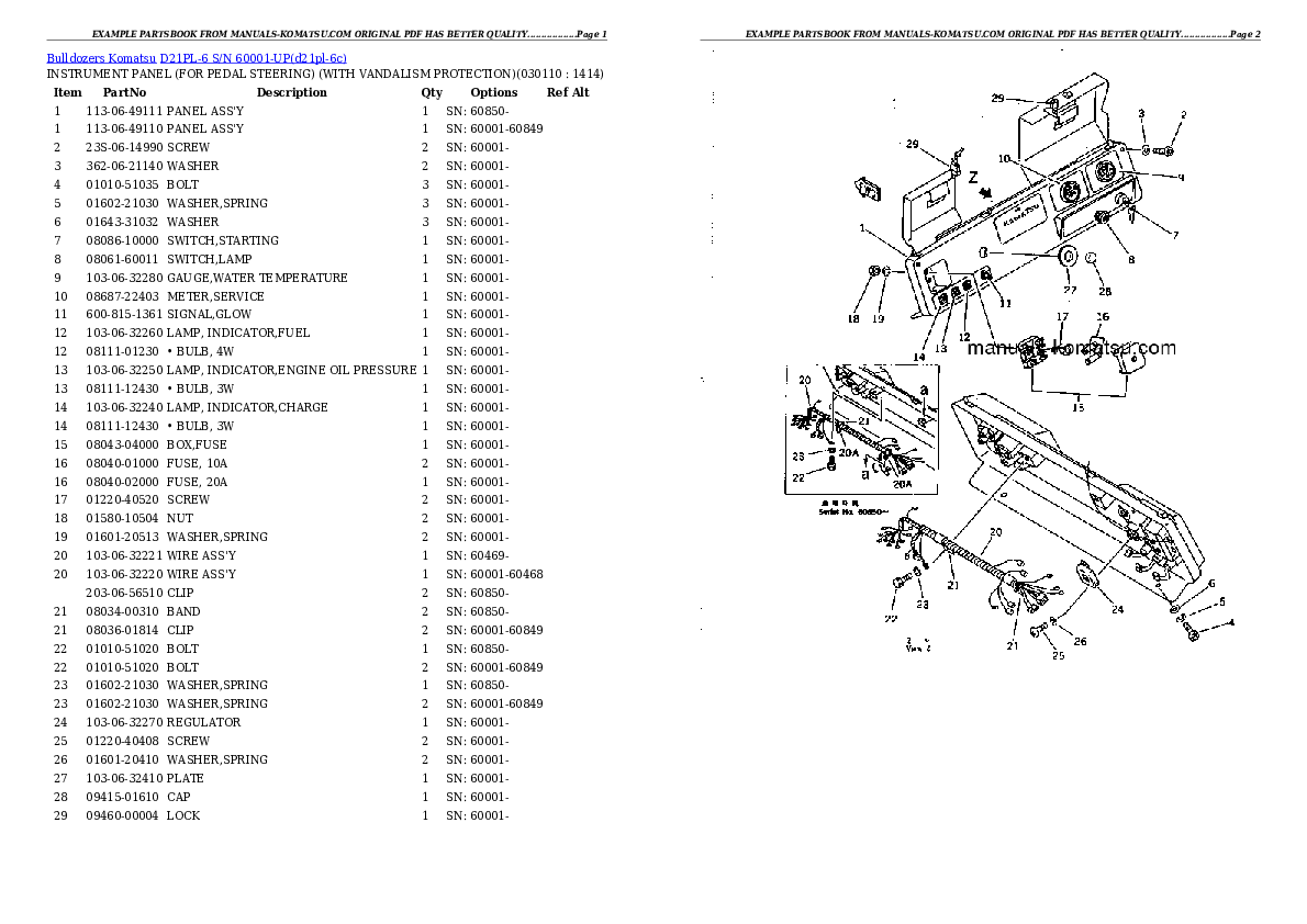 Protected: D21PL-6 S/N 60001-UP Partsbook