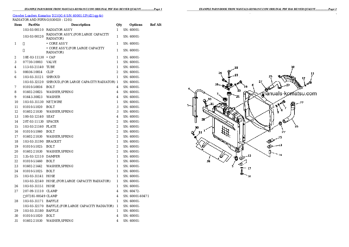 D21QG-6 S/N 60001-UP Partsbook