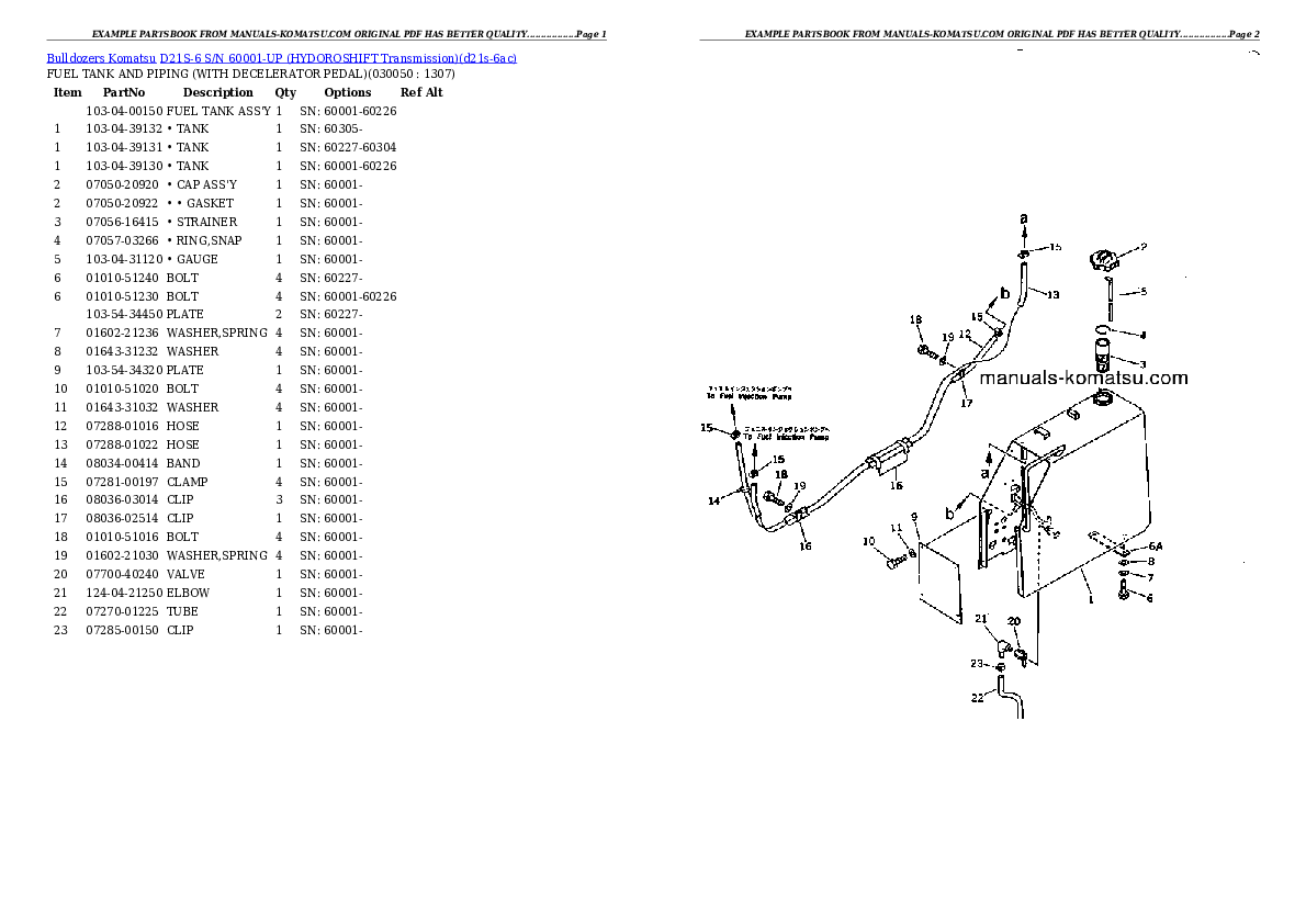 Protected: D21S-6 S/N 60001-UP (HYDOROSHIFT Transmission) Partsbook